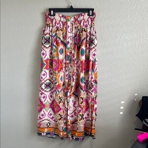 Boho Christian Siriano Multicolor Button Front Maxi Skirt Lg Excellent Condition